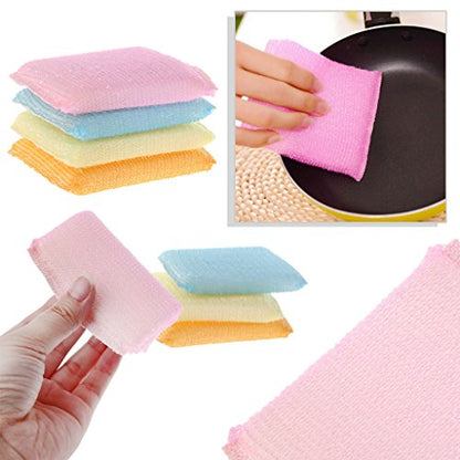 Kitchen Scouring Pads, 4-Pack Soft Sponge Scrubber, Non-Scratch Pads for Pots, Pans, Sink, and Cookware