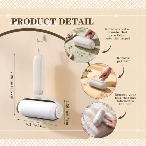 Sliner 2 Pack Reusable Lint Roller for Pet Hair New Silicone Washable Sticky Roller Portable Lint Remover Extra Sticky Cleaner Cat Dog Hair Remover for Pet Clothes Sofa (White) - color: White