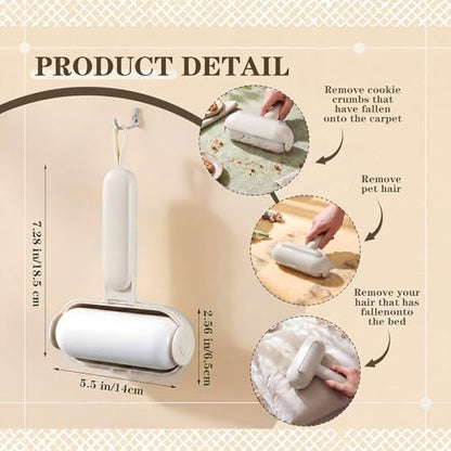 Sliner 2 Pack Reusable Lint Roller for Pet Hair New Silicone Washable Sticky Roller Portable Lint Remover Extra Sticky Cleaner Cat Dog Hair Remover for Pet Clothes Sofa (White) - color: White