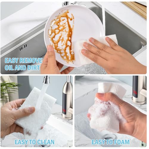 YoleShy 48 Pack White Sponges Kitchen Natural Compressed Cellulose Sponges for Dishes Bulk Non Scratch for Household Cookware Bathroom Cars Soft Super Absorbent Reusable
