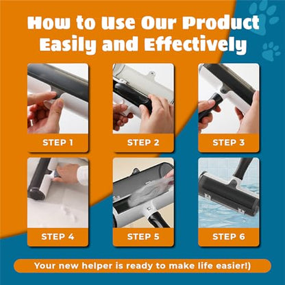 Pet Hair Remover and Reusable Lint Roller - Cat and Dog Hair Remover for Couch, Furniture, Carpet, Clothing and Bedding - Portable, Multi-Surface Fur Removal Tool (Gray) - color: Gray