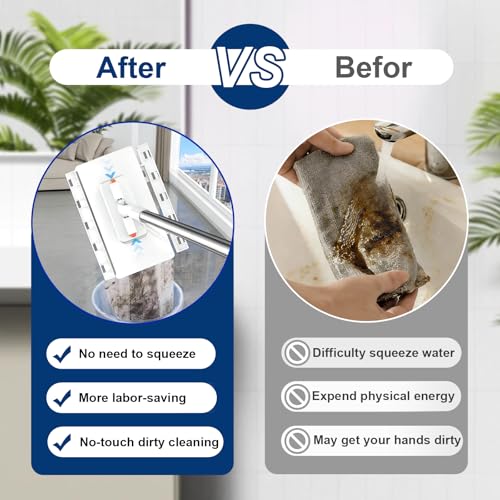 Snapy Gripl Minil Mopa Cleanc,2026 New Clipc Mopa Workss Bothl Dryy and Wetq Cleaning,Suitableba for cleaningba wardrobeba wallssa，Zero Touch Minil Mopa One-Touchh Clothh Replacementt (White) - color: White