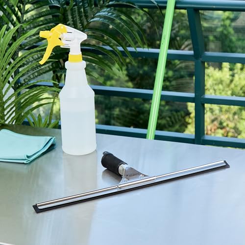 Restaurantware-Clean Tek Professional 17.72 Inch Window Squeegee, 1 Cleaning Squeegee with Rubber Blade - No-Slip Handle, Clean Mirror Or Car Windshield, Stainless Steel Wiper for Glass Door - size: 17 3/4", style: Stainless Steel, with Black Rubber Grip