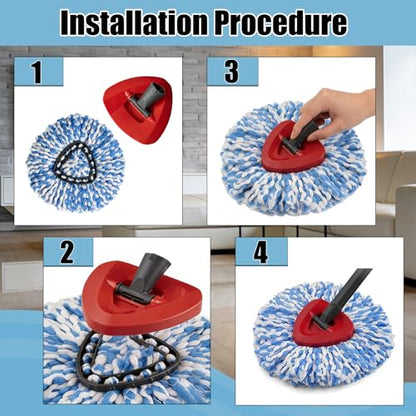 5PCS Spin Mop Replacement Heads,with Only Fit for RinseClean 2-Tank System,Machine Washable & Easy to Replace.Including 4 Spin mop Replacement Heads, 1 Base - size: 4+1PCS