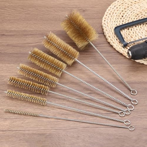 PATIKIL 12" Wire Tube Brush, 4Pcs 0.8" Diameter Brass Wire Tube Brush Pipe Cleaning Supplies for Auto Parts, Bottles, Tubes, Brass Tone - size: 0.8"
