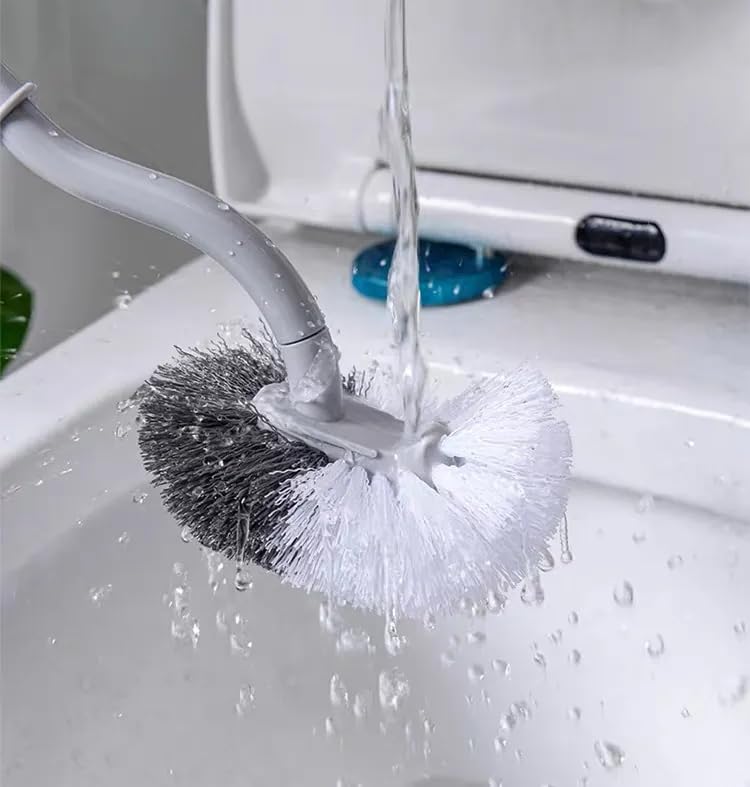 2Pcs Curved Toilet Bowl Brush Without Holder for Bathroom Deep Cleaning, Toilet Brush Durable Under The Rim Household Cleaning Brushes (Gray+White)