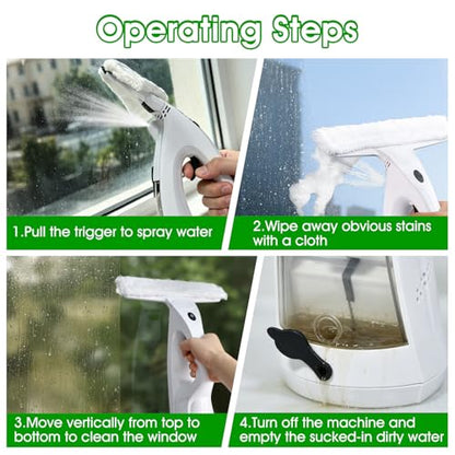 Cordless Electric Window Vacuum Squeegee, 2000Pa Powerful Suction with Water Collection Tank, Rechargeable Window Cleaner Tool for Glass, Shower Doors, Mirrors & Car, 2000mAh