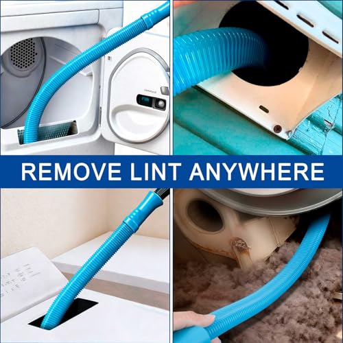 Dryer Vent Cleaner Kit,Lint Trap Cleaning Tool with Vacuum Hose Attachment for Washer Dryer-Includes Dryer Lint Brush,Vent Cleaning Hose,and Air Compressor Tools for Front Loader and Ventless Dryers