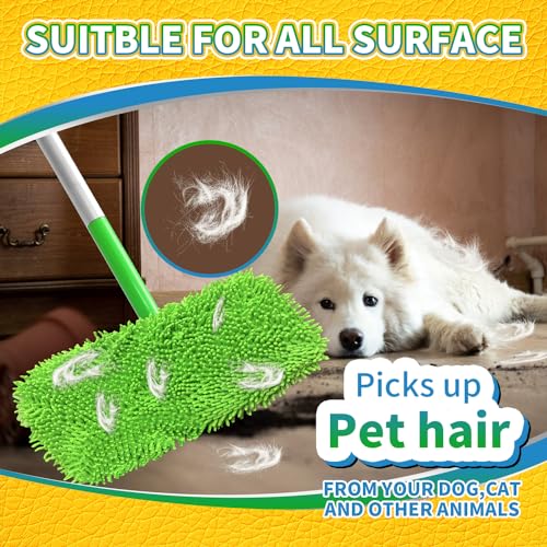 6Pcs Reusable Microfiber Mop Pads Compatible with Swiffer Sweeper, Wet and Dry Flat mop Cover, Replacement Sweeping Mopping pad Refills for Surface/Hardwood Floor Cleaning - color: A-green 6 Pack