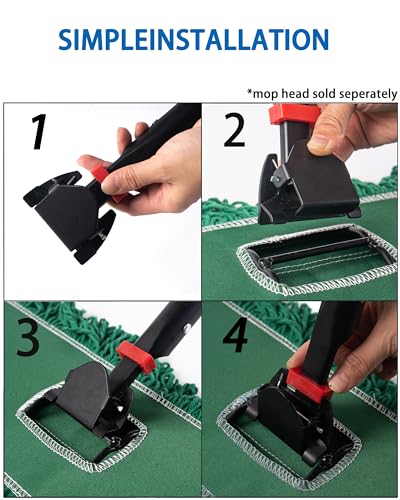 Matthew Cleaning Commercial Quick-Change Dust Mop Handle with Clip-on Metal Gripper for Heavy Duty Mop Head Replacement Holder, Fiberglass Handle 60 inch 6packs-Red - color: Fiberglass - Red