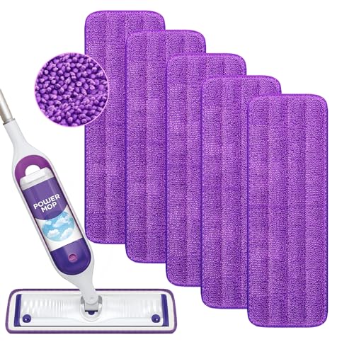 Reusable Power Mop Refill Pads Compatible with Swiffer PowerMop Mop - Power Mop Pads Refill - Washable Microfiber Pads for Multi-Surface Floor Cleaning, 5 Pack - color: 5 Pack (Purple)