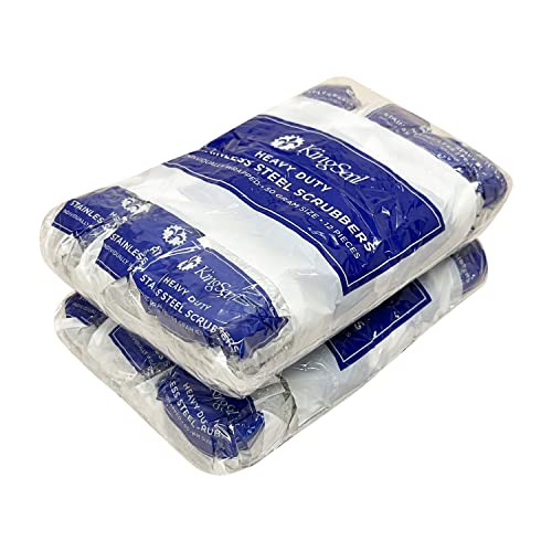 24 Count | KingSeal Stainless Steel Scrubbers, Scrub Pads, Heavy Duty, 50 gram Weight, Individually Wrapped - 2 Packs of 12 Scrubbers - size: 2 Pack of 12 each per Pack