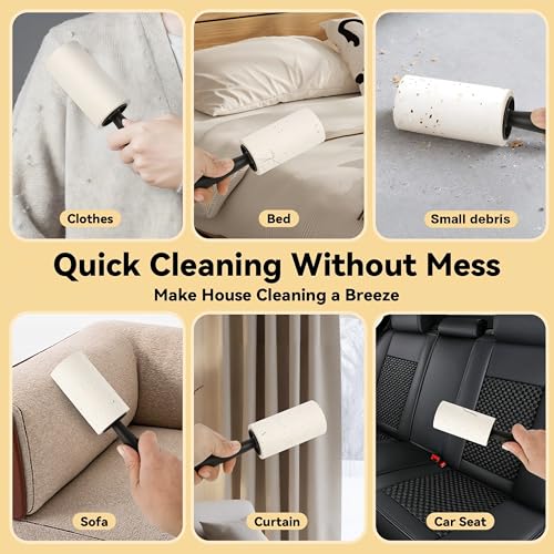 Extra Sticky Lint Rollers for Pet Hair Removal, 3.9 Inch Rolls Size 8 Rollers 960 Sheets (120 Sheets/Roll), Pet Hair Lint Roller for Clothes Furniture Carpets Dog Cat Fur - size: 3 Handles + 5 Refills + 960 Sheets