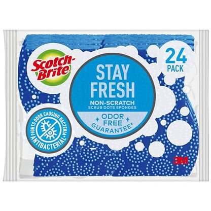 Scotch-Brite Scrub Dots Non-Scratch Scrub Sponges, Sponges for Cleaning Kitchen, Bathroom, and Household, Non-Scratch Sponges Safe for Non-Stick Cookware, 24 Scrubbing Sponges - size: 24 Count (Pack of 1)