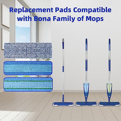 8 Pack Mop Pads Replacement for Bona Family of Mops, Washable & Reusable Microfiber Cleaning Pad for Hardwood and Multi-Surface (3 Deep Clean Pads + 3 Microfiber Cleaning Pads + 2 Dusting Pads) | Washable & Reusable Cleaning Pad for Hardwood and Multi-Sur