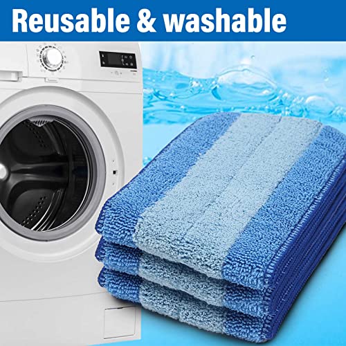 16.5" Microfiber Mop Pads Refills, 3 Pack Reusable Replacement Heads | reusable wet mop refills, machine washable for 14-16 inch spray mops, hardwood floors, dust cleaning & scrubbing - color: 16"blue Stripe*3