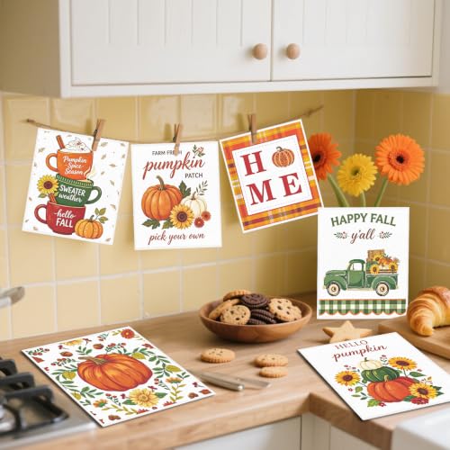 Fall Swedish Dishcloths for Kitchen, 6 Pack Hello Pumpkin Reusable Cellulose Sponge Paper Towels Washable, Absorbent Fast Drying Swedish Dish Cloth for Home Cleaning - style: Hello Pumpkin