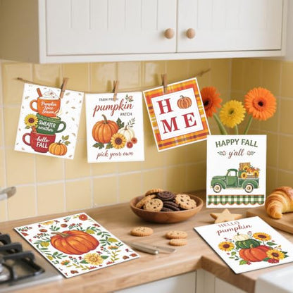 Fall Swedish Dishcloths for Kitchen, 6 Pack Hello Pumpkin Reusable Cellulose Sponge Paper Towels Washable, Absorbent Fast Drying Swedish Dish Cloth for Home Cleaning - style: Hello Pumpkin