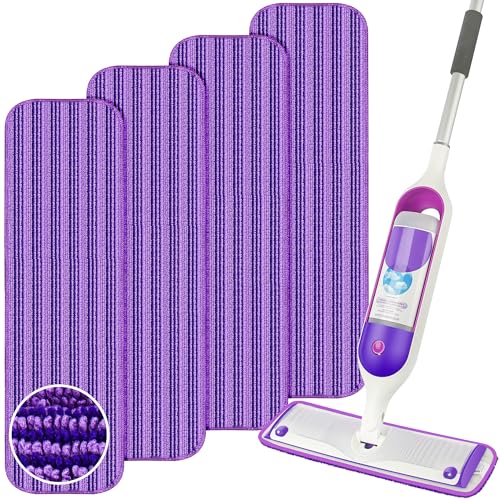 Reusable Mop Refills Pads for Swiffer PowerMop, 4 Pack Power Mop Refill Pads Microfiber PowerMop Pads Washable 15” Wet Pads Mopping Cloths for Multi-Surface & All Types of Floors, Purple - color: Purple, size: 4PCS
