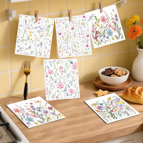Swedish Dishcloths for Kitchen, 6PCS Wildflower Cellulose Sponge Reusable Paper Towels Washable, Flower Absorbent Fast Drying Swedish Dish Cloth for Home Cleaning - style: Wildflower