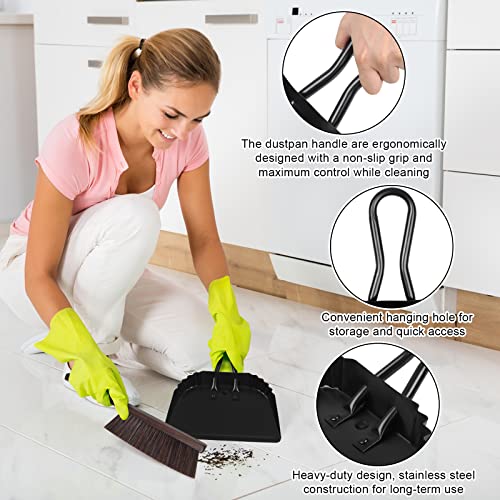 Heavy Duty Black Metal Dust Pan -Handheld Dustpan with Handle, Stainless Steel Large Dustpans with Wide Lip Industrial Dust Pans Precision Edge Small Dustpan for Home/Comfort/Hanging - size: dustpan 11.8inches