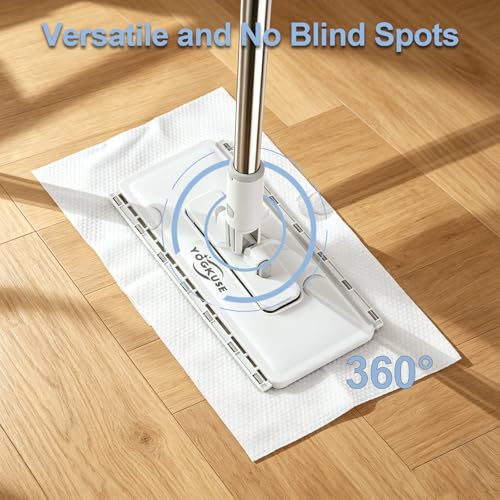 Grope Thing Mop,Hands Free Flat Mop One Click,Hands Free Multi Purpose Flat Mops, Snap Grip Mini Mops,360° Rotation Head,48'' Long Handle,Dry and Wet Use,Suitable for Whole House Cleaning(6 Cloths)