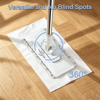 Grope Thing Mop,Hands Free Flat Mop One Click,Hands Free Multi Purpose Flat Mops, Snap Grip Mini Mops,360° Rotation Head,48'' Long Handle,Dry and Wet Use,Suitable for Whole House Cleaning(6 Cloths)
