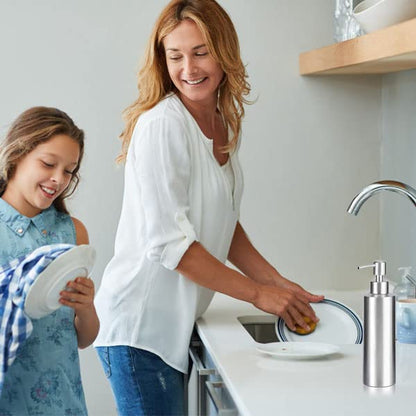 ARKTEK -Stainless Steel Countertop soap dispenser Rust Proof Liquid Hand soap dispenser, Premium Kitchen Pump for Liquid Bathroom Hand Dish Lotion (11.8 Oz / 350 ml) - color: Silver