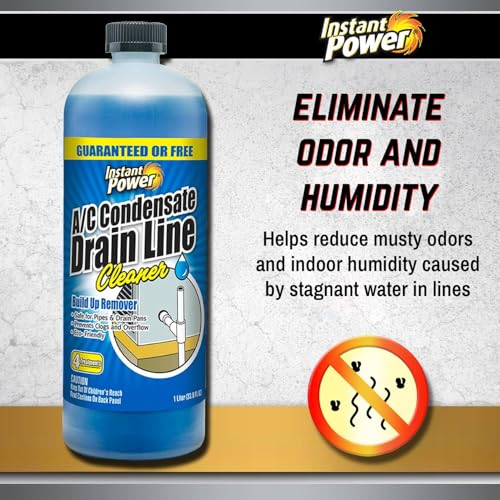 Instant Power A/C Condensate Drain Line Cleaner - AC & HVAC Unclogger for Air Conditioner Drain Lines, Prevents Odors & Water Damage, Safe for Pipes & Septic Systems - 32 oz (Pack of 1)