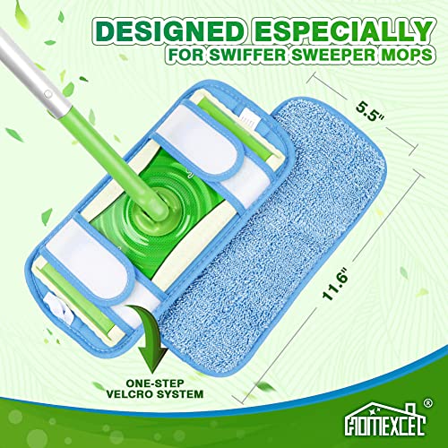 HOMEXCEL Microfiber Reusable Mop Pads Compatible with Swiffer Sweeper- Machine Washable Microfiber Pad Refills for Household Cleaning-Floor Cleaning Mop Head Pads Work Wet and Dry-Pack of 4