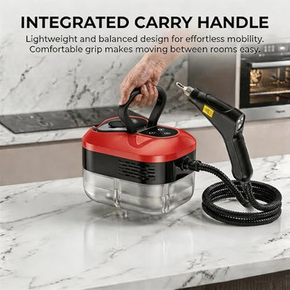 2026 Portable Handheld Steam Cleaner, 2500W High Pressure Steam Cleaner, 229°F High Temperature Pressurized Steam Cleaner with Brushes for Home, Tile, Grout, Car, Kitchen, Furniture Cleaning (Red) - color: Red