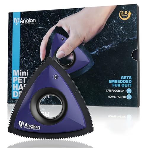 Analan Mini Pet Hair Remover for Car Detailing Supplies, Carpet Dog Hair Remover for Car Interior, Triangle Dog Hair Remover for Auto Detailing, Couch, Furniture, Lint, Carpet (Sapphire Blue) - color: Sapphire Blue