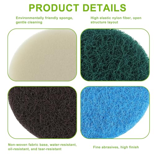 16pcs Electric Cleaning Brush Pad Set 4 Foam Pads 4 Kitchen Mats 4 Performance Pads 4 Microfibre Pads fit for Dremel Versa Cleaning Brush - size: Blue Green White Brown