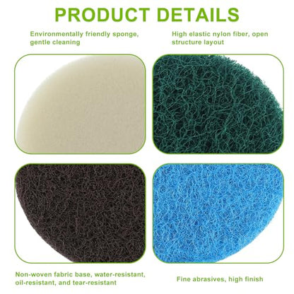 16pcs Electric Cleaning Brush Pad Set 4 Foam Pads 4 Kitchen Mats 4 Performance Pads 4 Microfibre Pads fit for Dremel Versa Cleaning Brush - size: Blue Green White Brown