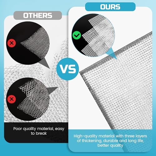 12 Counts Wire Dishwashing Rags,Multipurpose Non Scratch Wire Dishcloth for Wet and Dry.Reusable Wire Cleaning Cloths for Kitchen, Sinks, and Pans,Cleaning Tool for Pot, Dimensions(7.87X7.87)
