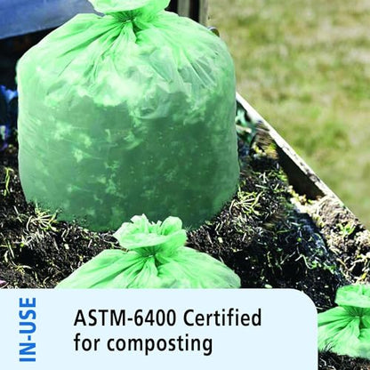 Stout by Envision Compostable Trash Bags, 13 Gallon 24" x 30", 45 Bags Per Case, ASTM6400, Green Bags, Made in America (E2430E85)
