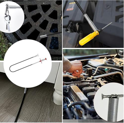 116 Inch Extra Long Drain Snake Grabber, Flexible 4-Claw Pickup Tool for Sink, Shower, Bathtub Drains and Hard-to-Reach Areas - style: 116 in.