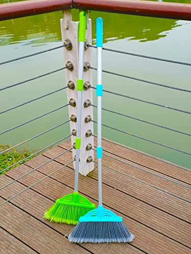 Three-Section Telescopic Aluminum Alloy Rod Long-Handled Broom for Housekeeping Garden Camping Outdoor&Indoor, 3 CPS Green - color: 3pcs Green