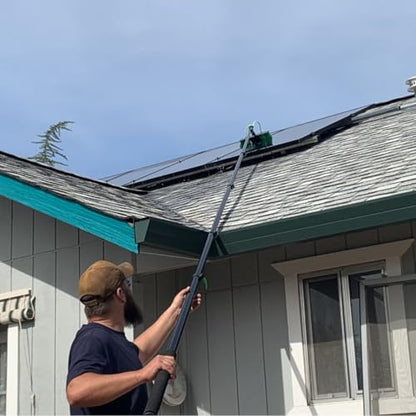 30 Feet Solar Panel Cleaning Brush & Pole Window Cleaner Window Cleaning Solution (Glass, Solar Panel, etc.) Professional Tool Water Fed Pole Kit Scrubber Brush w/Spray Washer & Squeegee - size: 30 FT