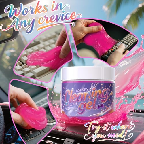 ASFSKY Car Cleaning Gel (Purple,Grape) Dust Cleaning Putty Universal Car Interior Cleaner Keyboard Dust Remover Car Slime Gifts for Men Women girl（1 pack） - color: Light purple