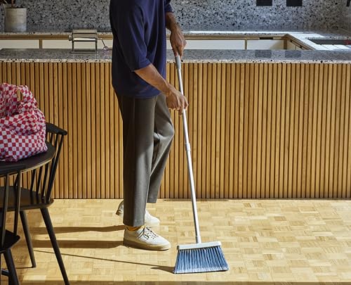 Joseph Joseph CleanTech Wall-Mounted, Adjustable Long Handle Broom Sweeper with Dust-Shield Storage, Indoor Sweeping Floor Brush with Soft Bristles