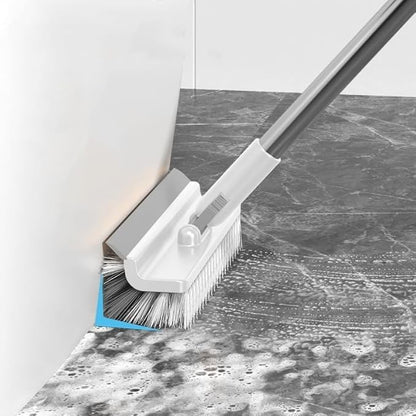 Floor Scrub Brush with Long Handle,3 in 1 Multifunction Scrape Cleaning Brush,Rotating Stiff Bristle Floor Brush for Cleaning Wall Corner Patio Bathroom Garage Kitchen Wall Deck Tub Tile (White)