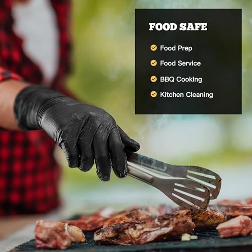 TitanFlex Heavy Duty Black Nitrile Gloves, 6 Mil, Fully Textured, Mechanic Disposable Gloves, Latex Free, Powder Free - color: 02 Black (M, 100ct)