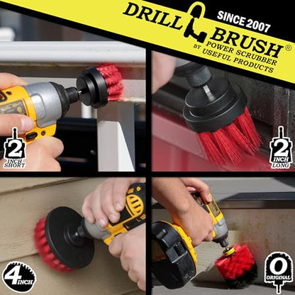 Outdoor Cleaning Supplies - Fountain and Patio Cleaning Brushes - Fire Pit - Scrub Brushes - Concrete Brush - Grout Cleaner - Granite Scrubbing Tool - Headstone Restoration Kit - Garden Statues Brush - color: Red