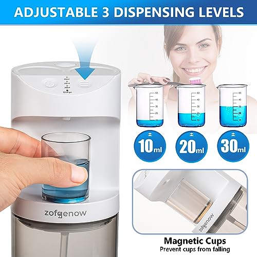 ZOFGENOW Automatic Mouthwash Dispenser for Bathroom,Bathroom Accessories 19.4 Fl Oz Dispensers with Magnetic Cups,Wall Mounted Dispenser,Suitable for All Age Groups,White - color: White