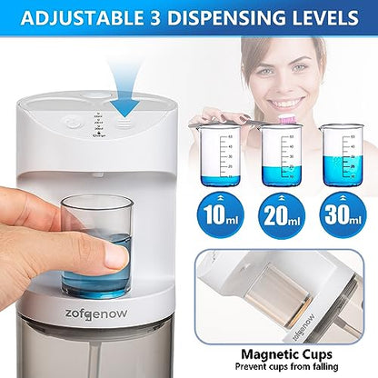 ZOFGENOW Automatic Mouthwash Dispenser for Bathroom,Bathroom Accessories 19.4 Fl Oz Dispensers with Magnetic Cups,Wall Mounted Dispenser,Suitable for All Age Groups,White - color: White
