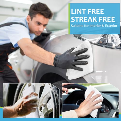 Nuenen Microfiber Cleaning Cloths for Cars 16 x 16 Inch Ultra Absorbent Car Towels Drying Reusable Cleaning Supplies House Kitchen Window Microfiber Towel(White,60 Pcs) - color: White