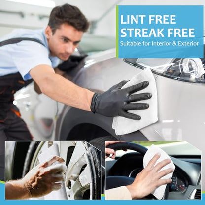 Nuenen Microfiber Cleaning Cloths for Cars 16 x 16 Inch Ultra Absorbent Car Towels Drying Reusable Cleaning Supplies House Kitchen Window Microfiber Towel(White,60 Pcs) - color: White