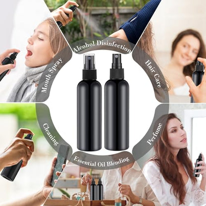 Kigley 100 Pcs Small Spray Bottle Bulk 4 oz Plastic Empty Mist Spray Bottles for Essential Oils Fine Mist Sprayer Reusable Refillable Portable Travel Containers for Perfume Cleaning Samples(Black) - color: Black
