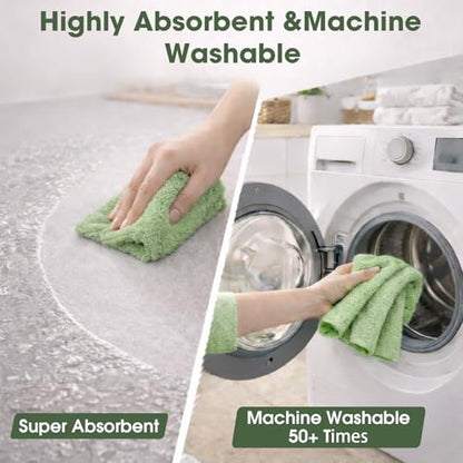 Microfiber Cleaning Cloth Roll - 100 Pack Tear Away Microfiber Paper Towels, Reusable, Washable, Scratch-Free, Kitchen Towels for Car, Home, Kitchen, Glass, Dishes(Bean Green) - color: Bean Green